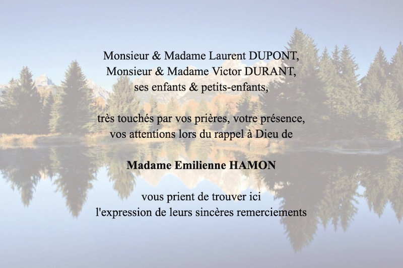 Carte de remerciement décès...