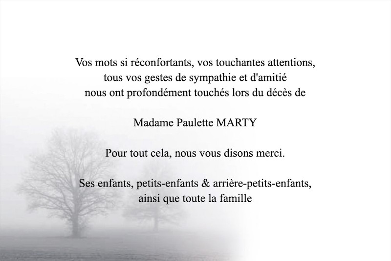 Carte de remerciement décès...