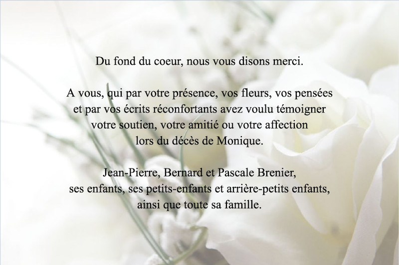 Carte de remerciement décès...