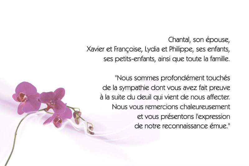 Carte de remerciement décès...