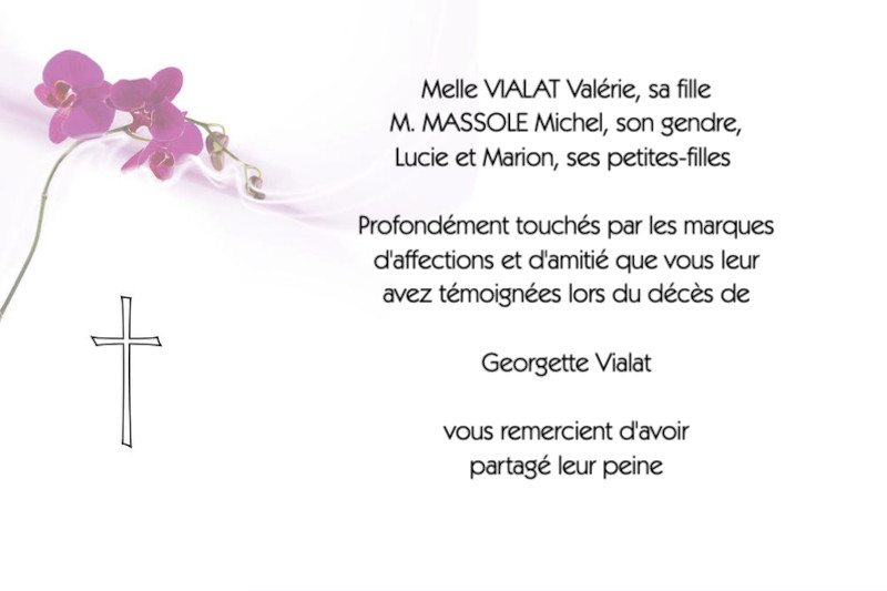 Carte de remerciement décès...