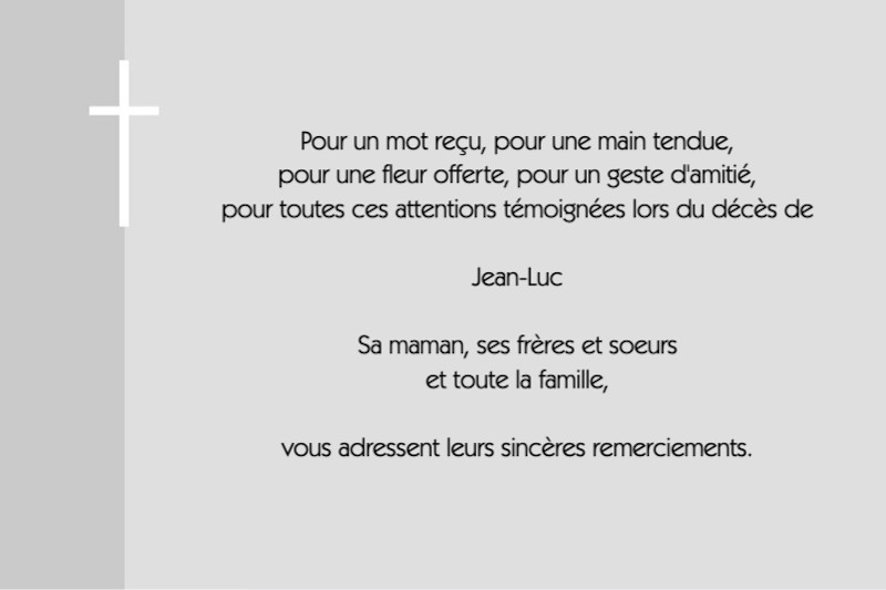 Carte de remerciement décès...