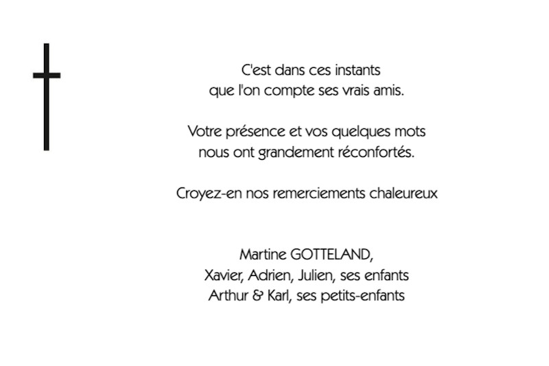 Carte de remerciement décès...