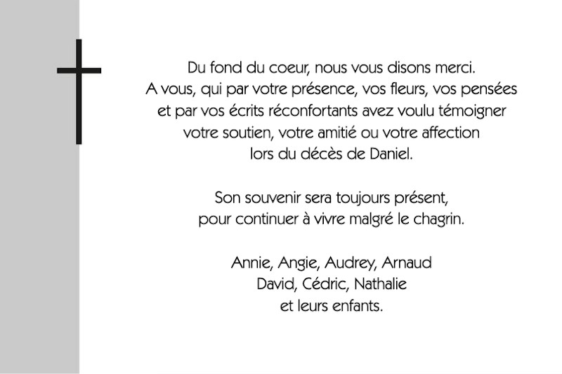 Carte de remerciement décès...