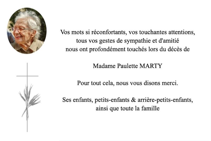 Carte de remerciement décès...