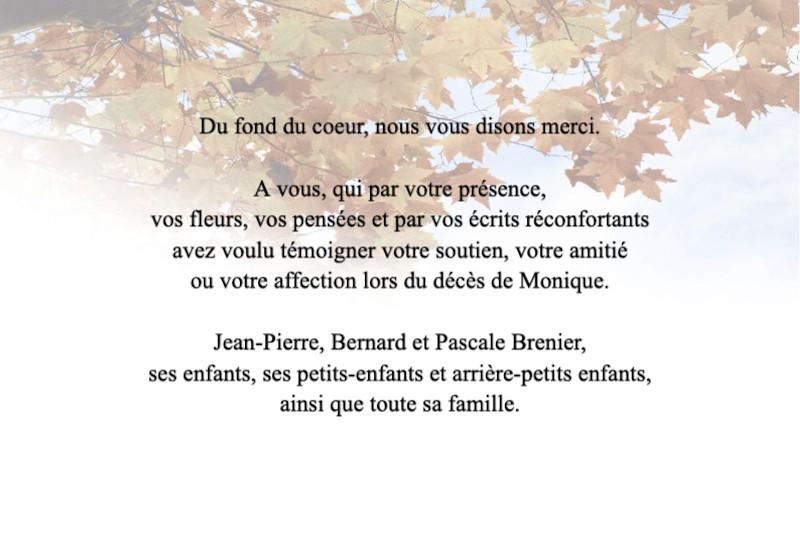 Carte de remerciement décès...