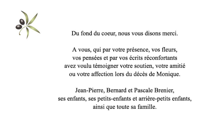 Carte de remerciement décès...