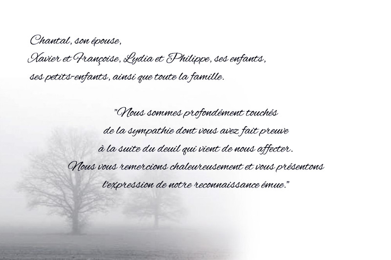 Carte de remerciement décès...