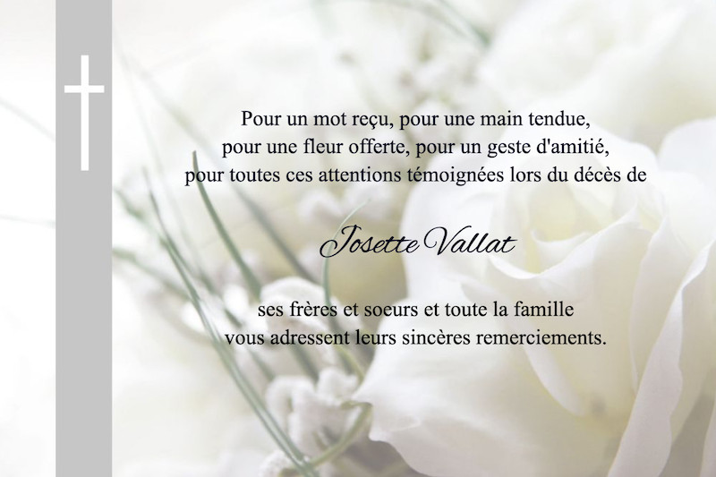 Carte de remerciement décès...