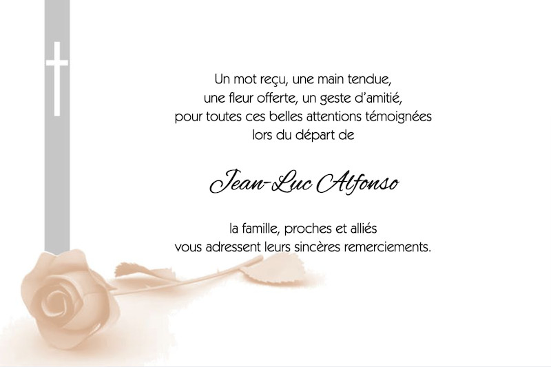 Carte de remerciement décès...