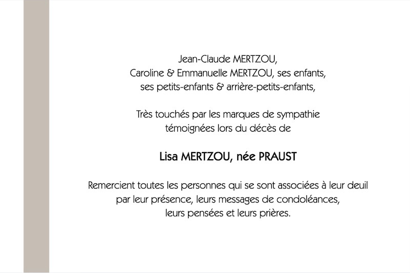 Carte de remerciement décès...