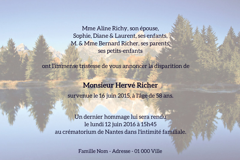 Faire-part de décès "alpage"