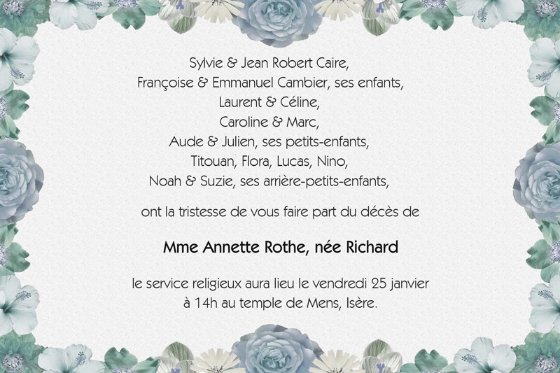 Faire-part de décès "cadre...