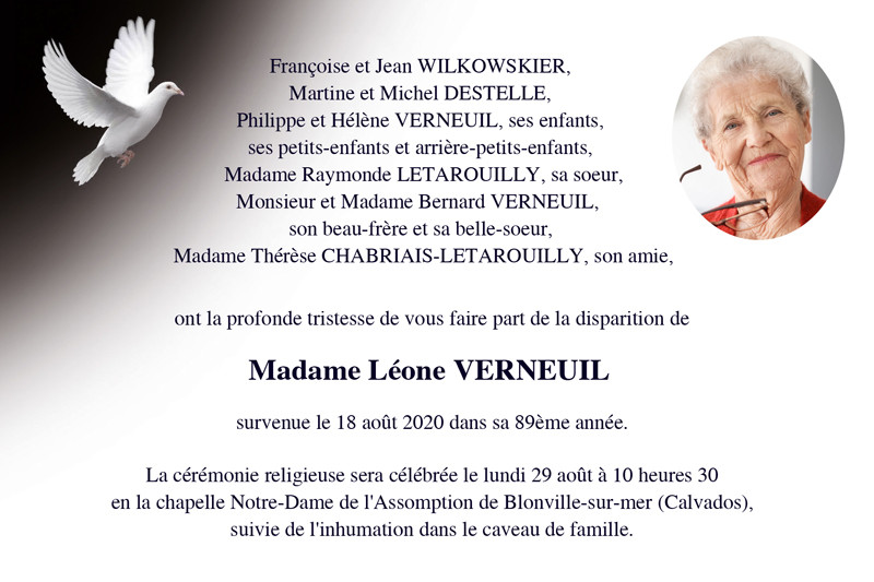 Faire-part de décès "envol...