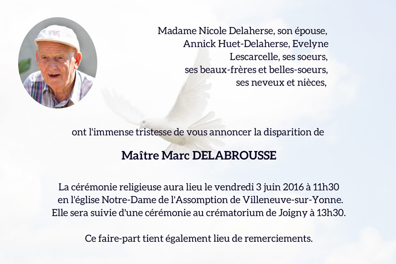 Faire-part de décès "envol...