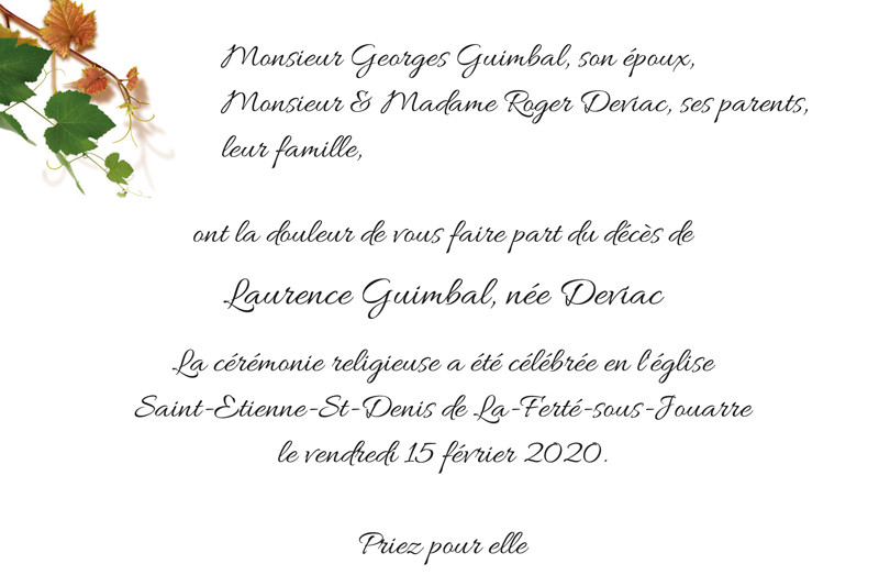 Faire-part de décès "petite...