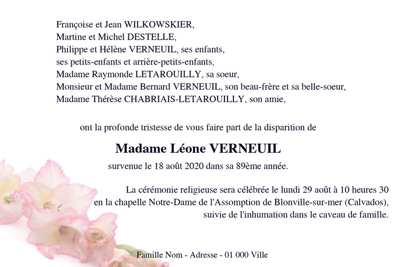 Faire-part de décès "le...