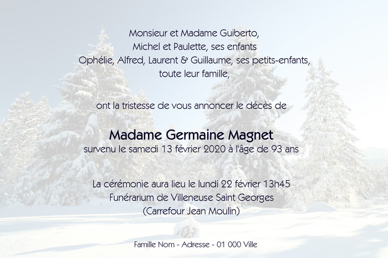 Faire-part de décès "froid"