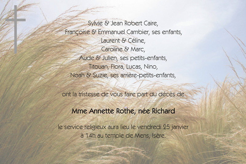 Faire-part de décès "au...