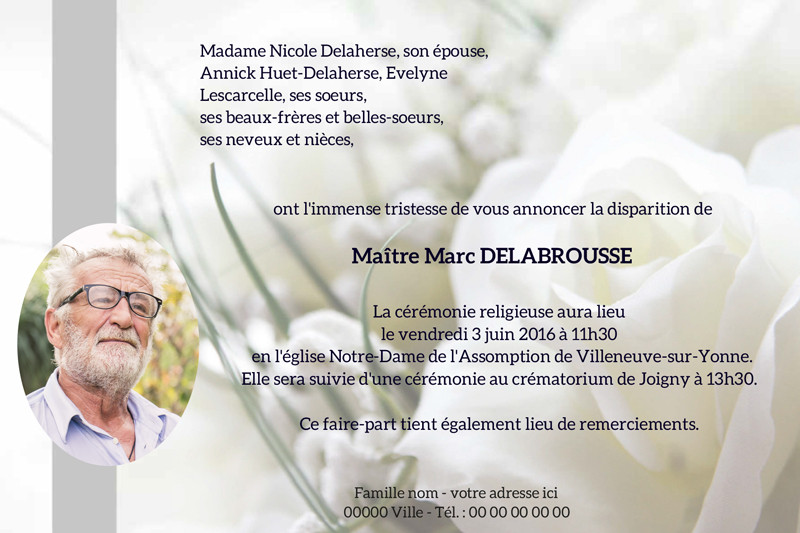 Faire-part de décès "gerbe...