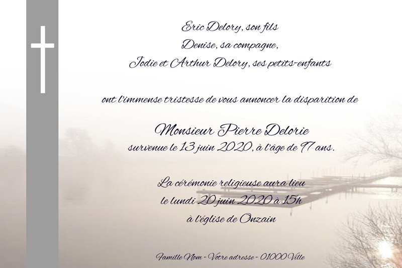 Faire-part de décès "étang...