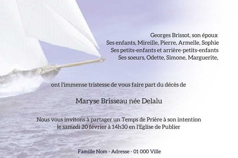 Faire-part de décès "grande...