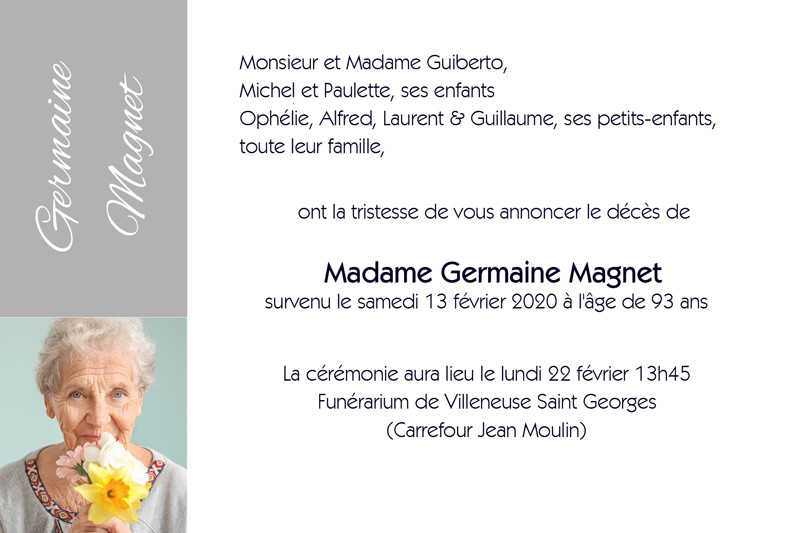 Faire-part de décès "photo...