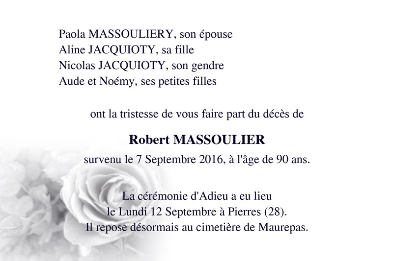 Faire-part de décès "rose...