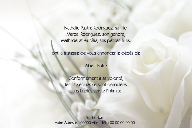 Faire-part de décès "gerbe...