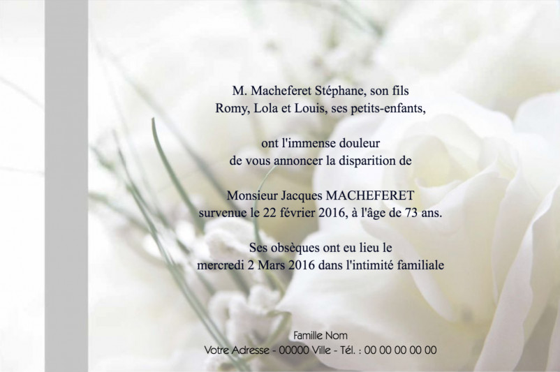 Faire-part de décès "Gerbe...