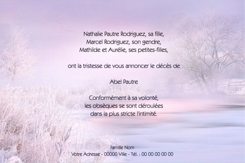 Faire-part de décès "Aurore...