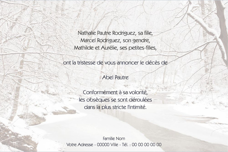 Faire-part de décès "cour...