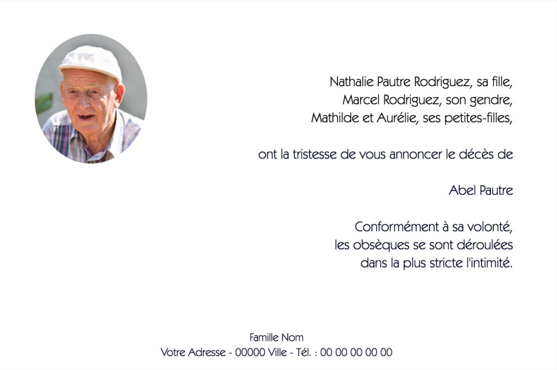 Faire-part de décès "avec...