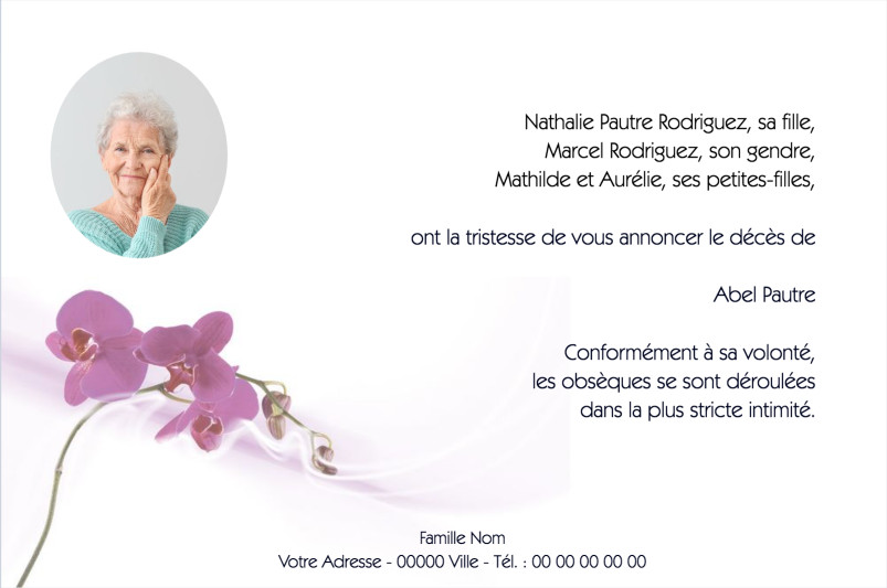 Faire-part de décès "fleur...