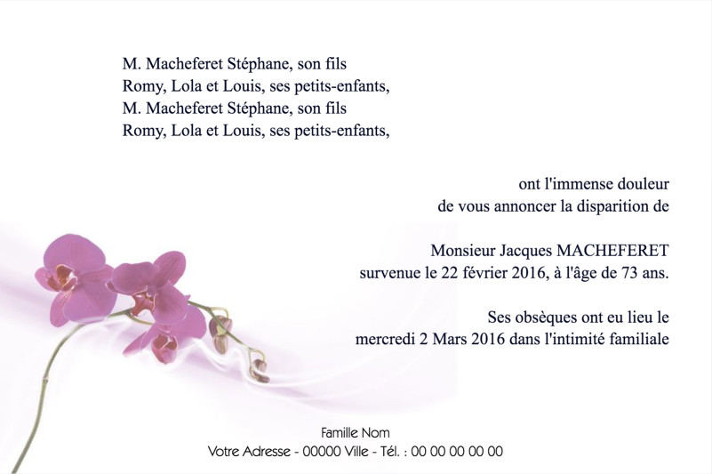 Faire-part de décès "fleur...