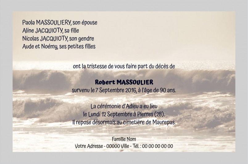 Faire-part de décès "abîme"