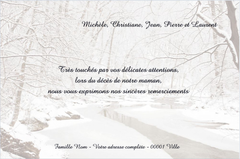 Carte de remerciement décès...