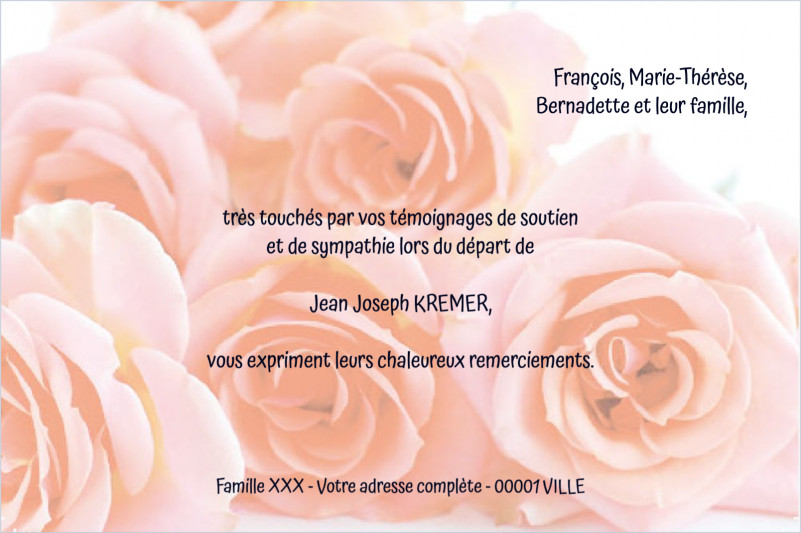 Carte de remerciement décès...