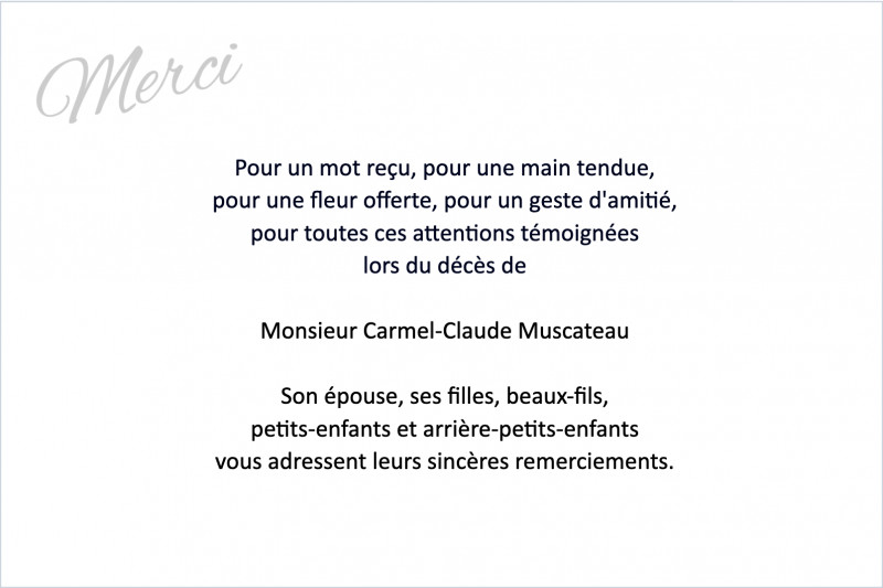 Carte de remerciement décès...