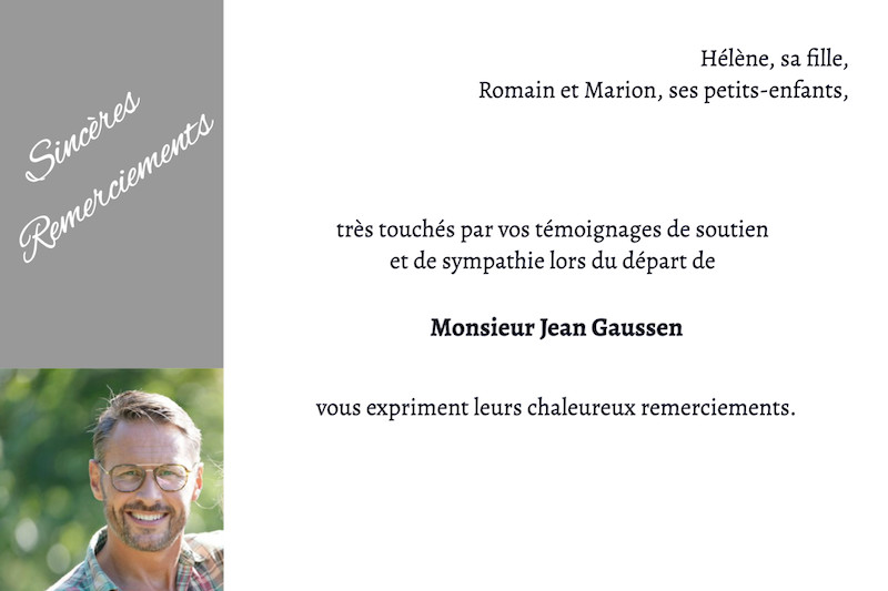 Carte de remerciement décès...