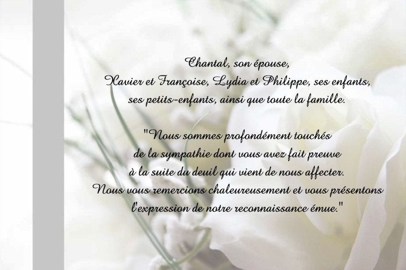 Carte de remerciement décès...