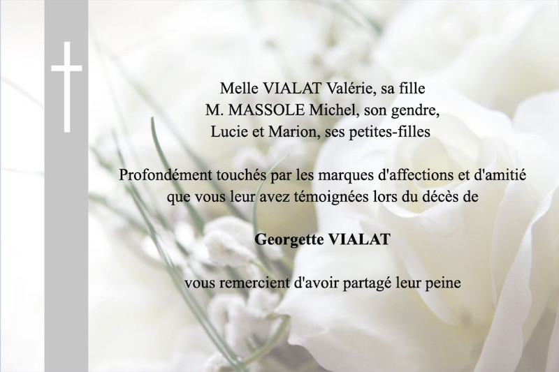 Carte de remerciement décès...