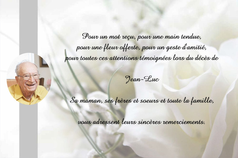 Carte de remerciement décès...
