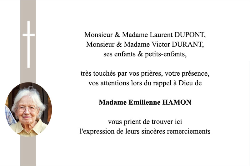 Carte de remerciement décès...