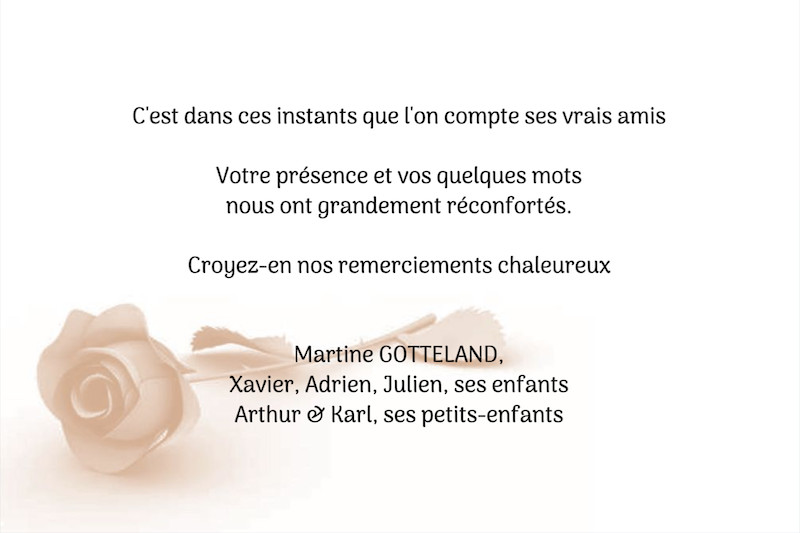 Carte de remerciement décès...