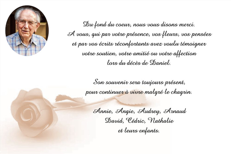 Carte de remerciement décès...