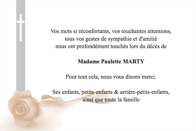 Carte de remerciement décès...