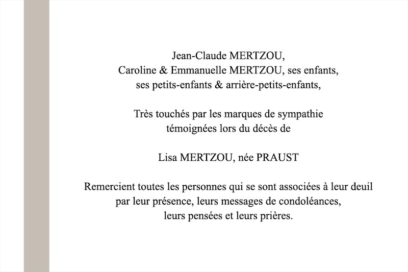 Carte de remerciement décès...