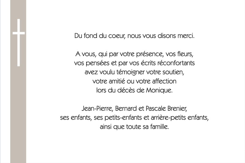 Carte de remerciement décès...