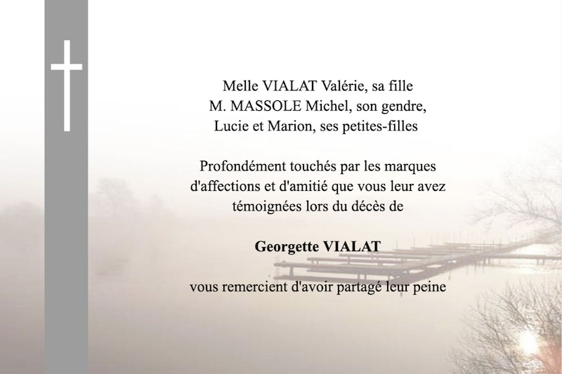 Carte de remerciement décès...